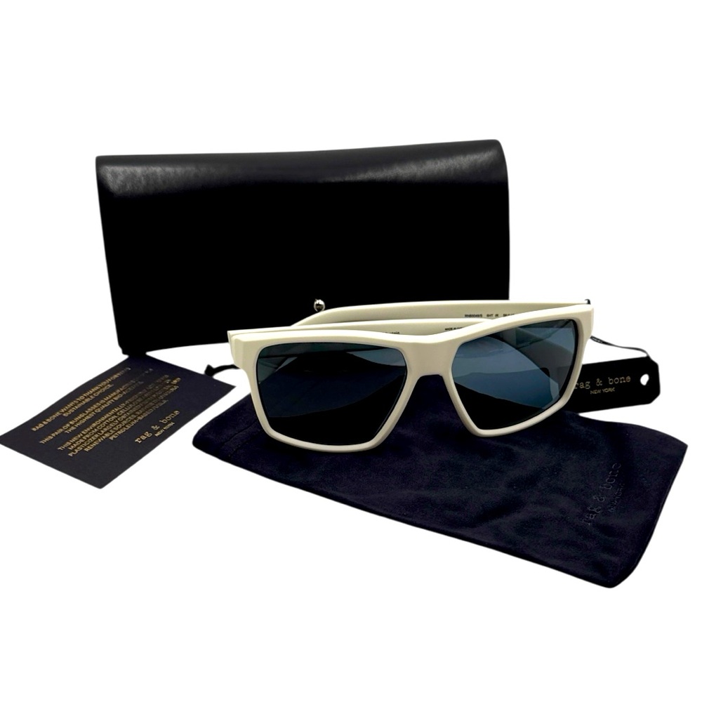 rag & bone 58mm Matte White Rectangular Sunglasses
